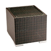 monterey all weather espresso wicker end table with rust free aluminum frame and glass top 99