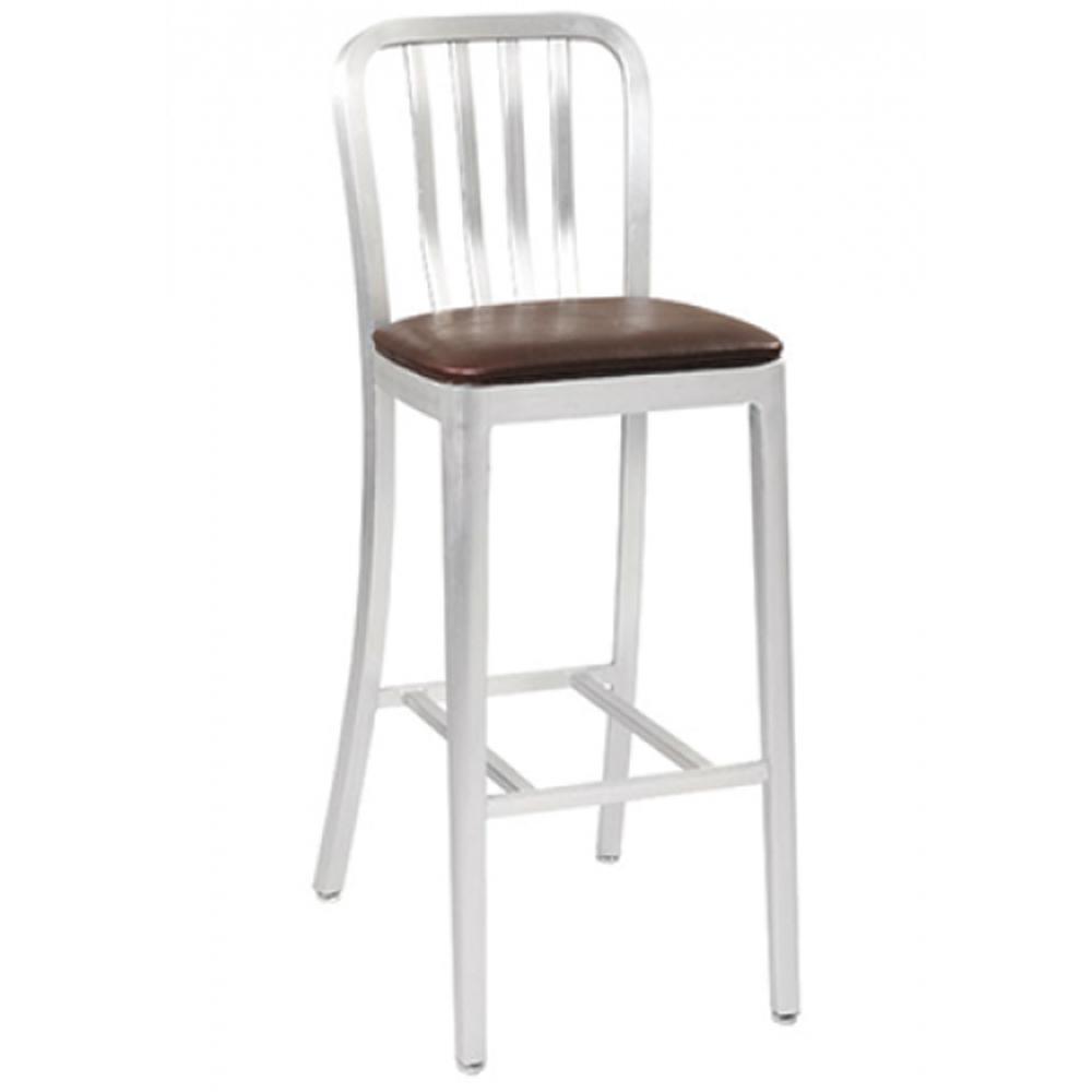 brushed aluminum classic outdoor bar stool with padded seat 99