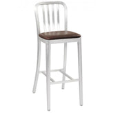 brushed aluminum classic outdoor bar stool with padded seat 99