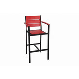 outdoor aluminum bar stool with arms and synthetic teak slats 99