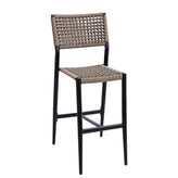 outdoor black aluminum barstool with terylene fabric seat and back
