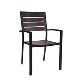 aluminum armchair with aluminum slats seat and back