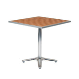 24 x 30 aluminum table with imitation teak slats top