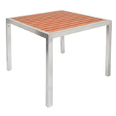 36 x 36 aluminum patio table with umbrella hole imitation teak slats