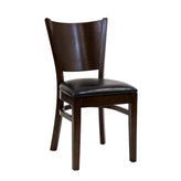 beechwood curve black vinyl upholstered chair in dark walnut finish