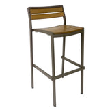 fs outdoor faux teak bar stool with powder coated aluminum frame 99