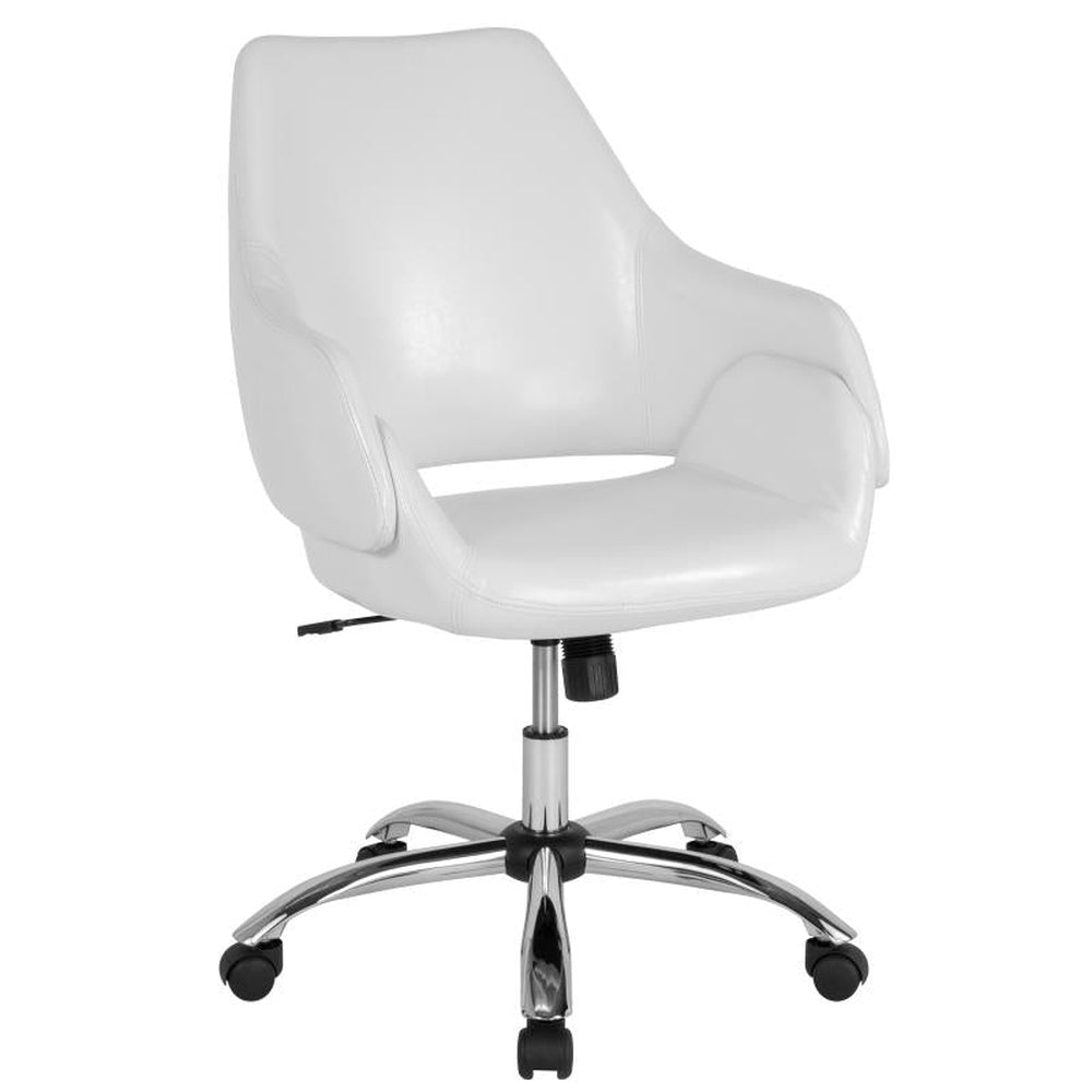 Madrid Home and Office Upholstered Mid-Back Chair in White LeatherSoft