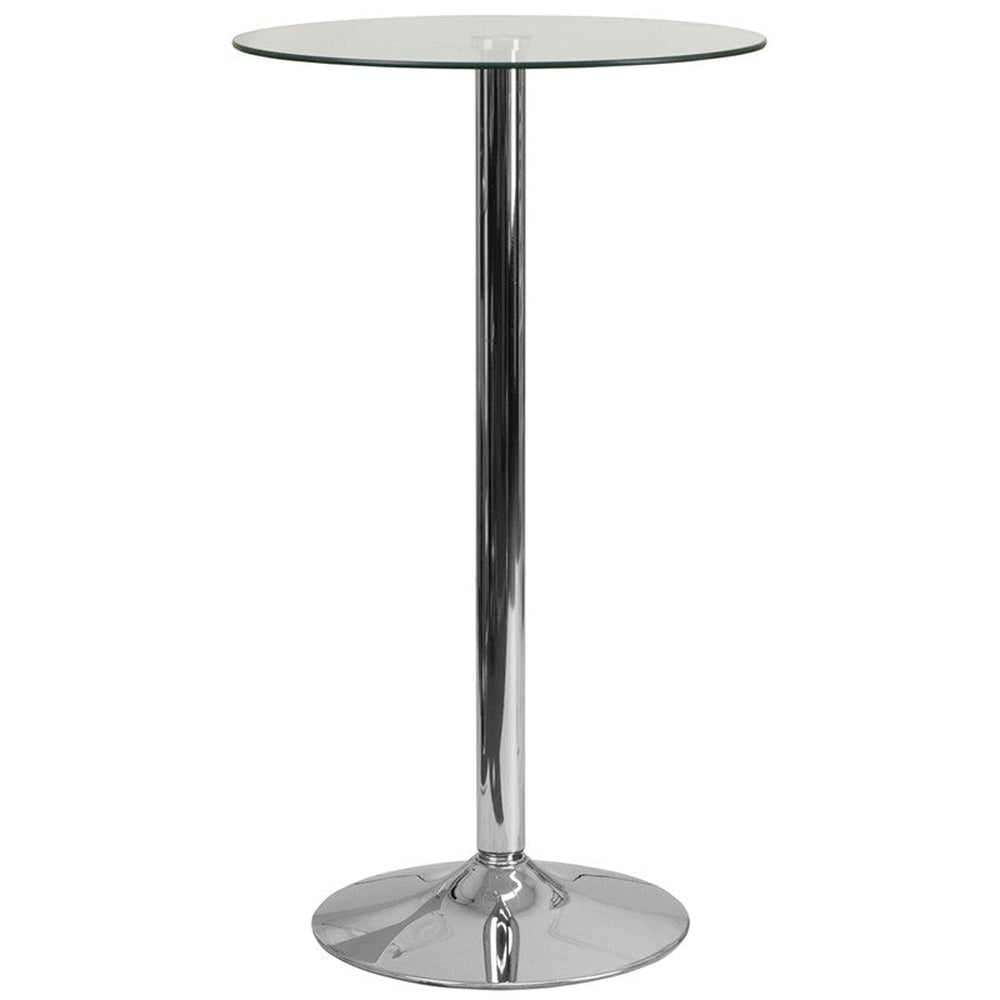 23 75 round glass table with 41 75h chrome metal base