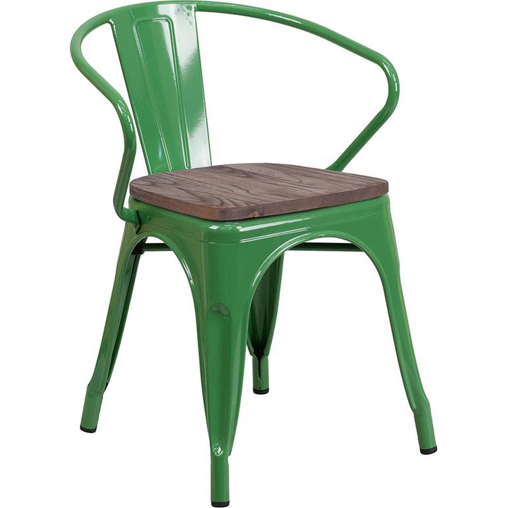 tolix chair with wood seat and arms