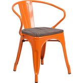tolix chair with wood seat and arms
