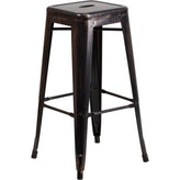tolix style 30 high backless blue metal indoor outdoor barstool with square seat