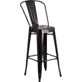 tolix style 30 high black metal indoor outdoor barstool with back