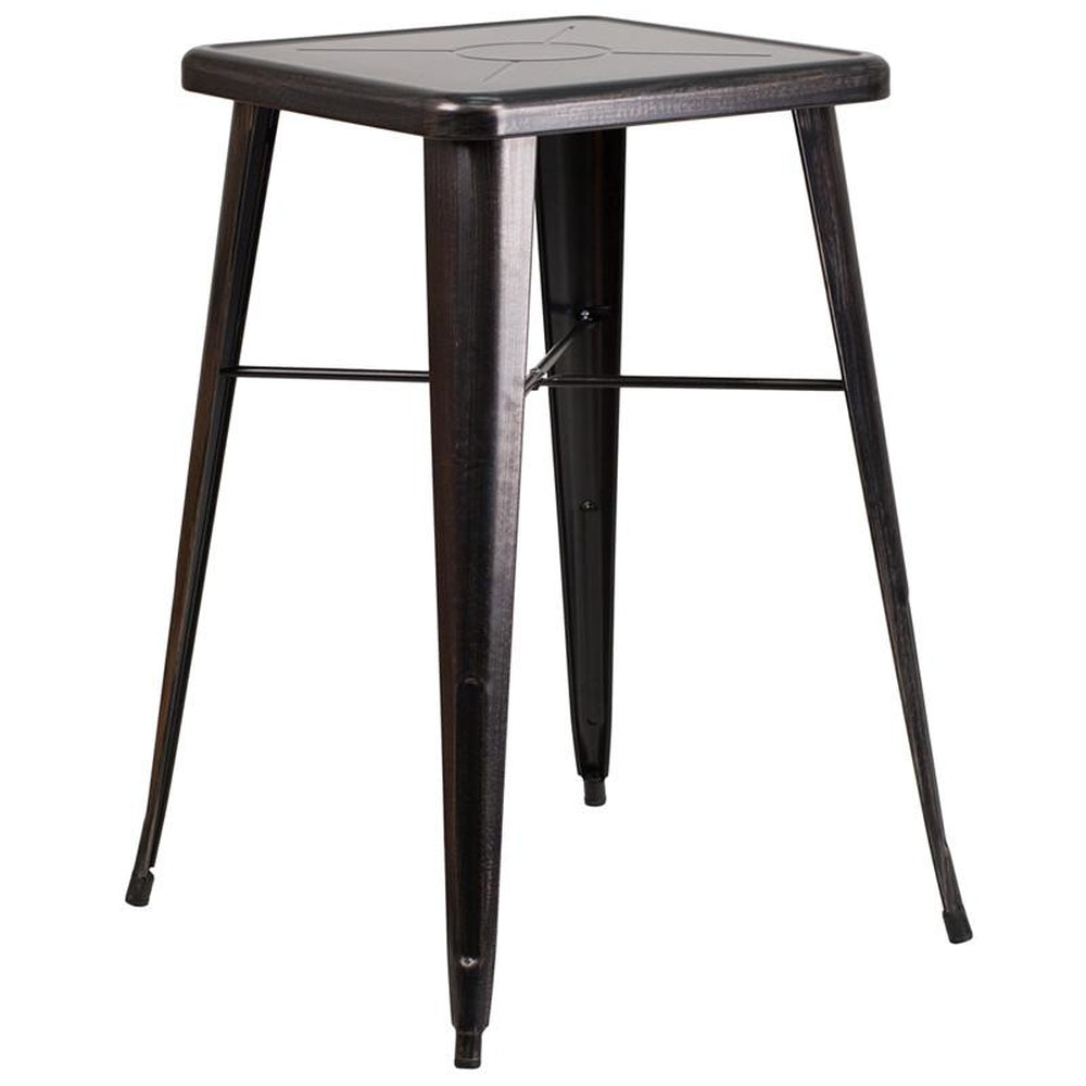 tolix style 23 75 square black metal indoor outdoor bar height table