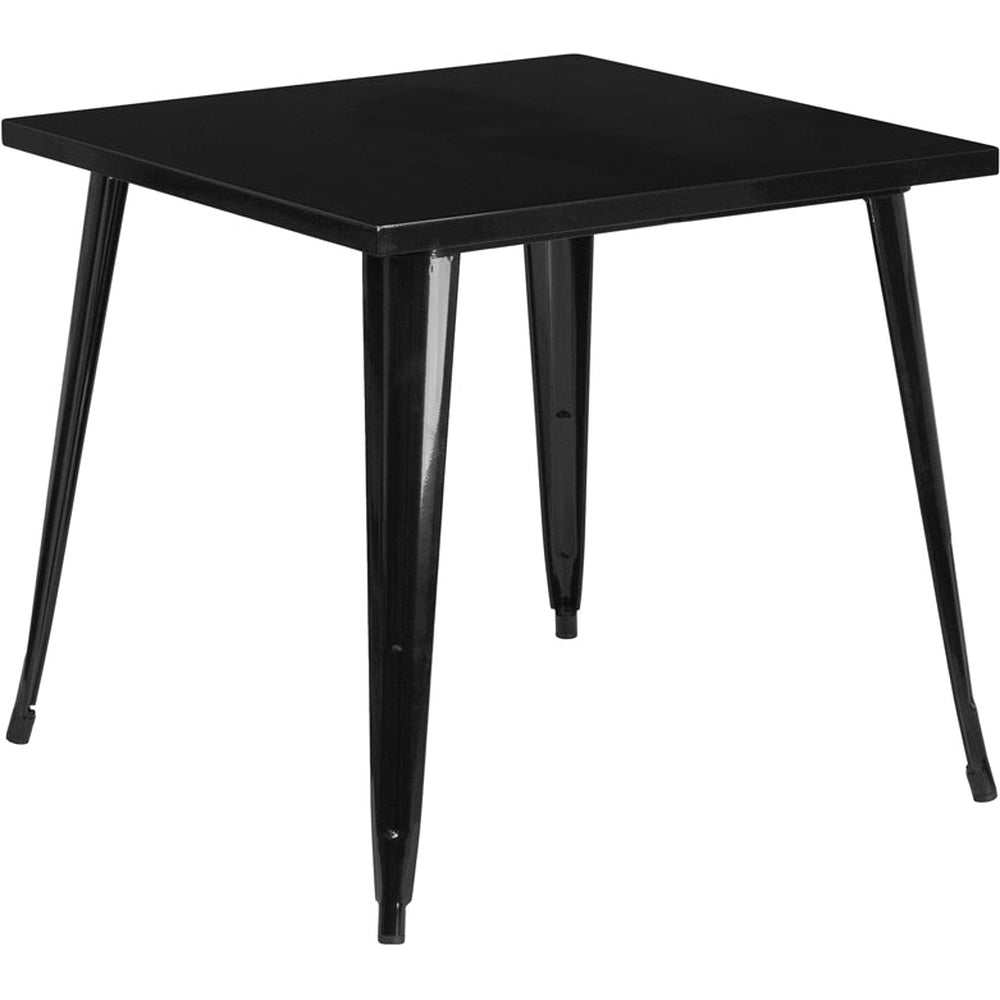 31 inch square black metal indoor outdoor table