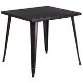 31 inch square black metal indoor outdoor table