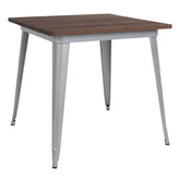 31 5 inch square black and gray tolix indoor table with wood top