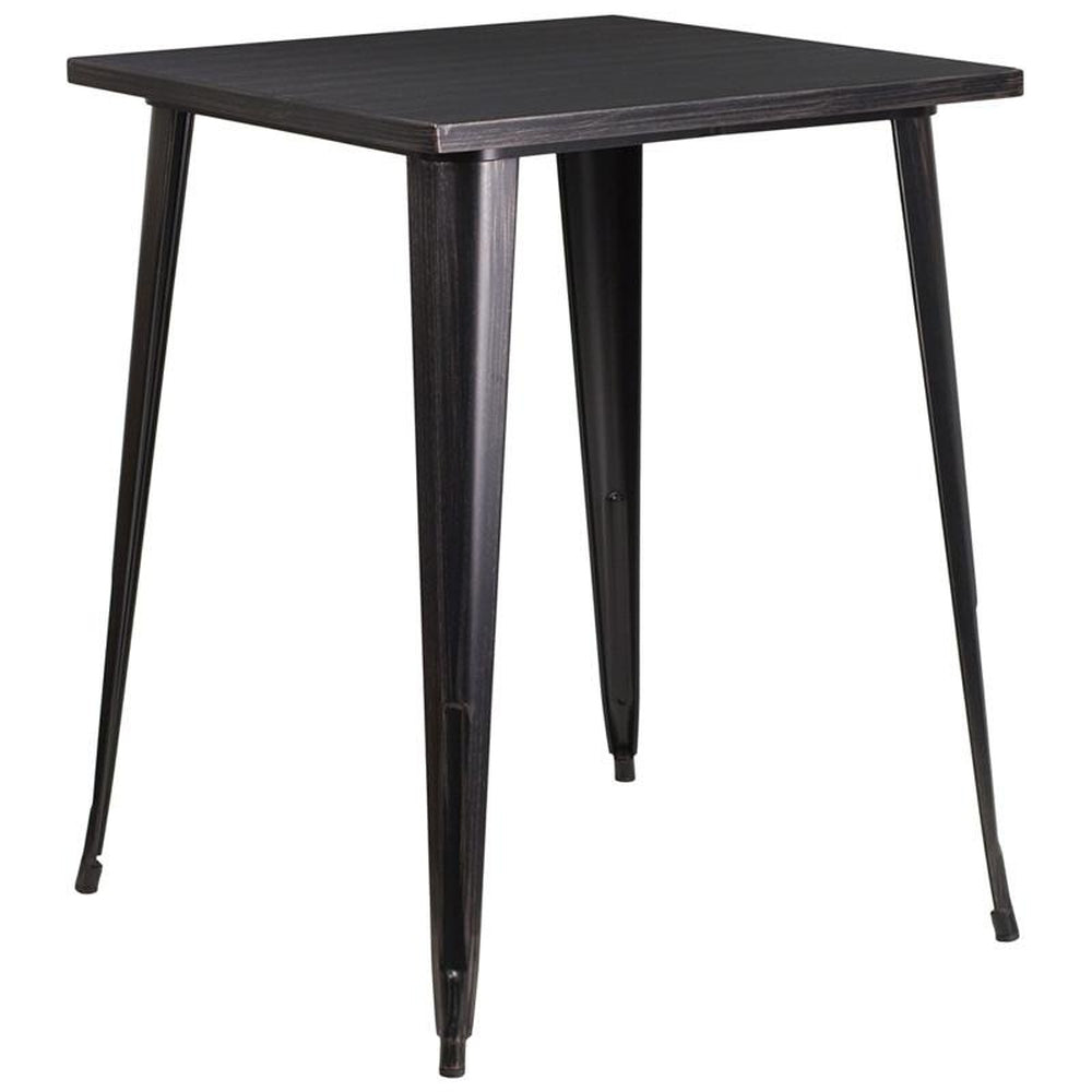 tolix style 31 5 square bar height black metal indoor outdoor table