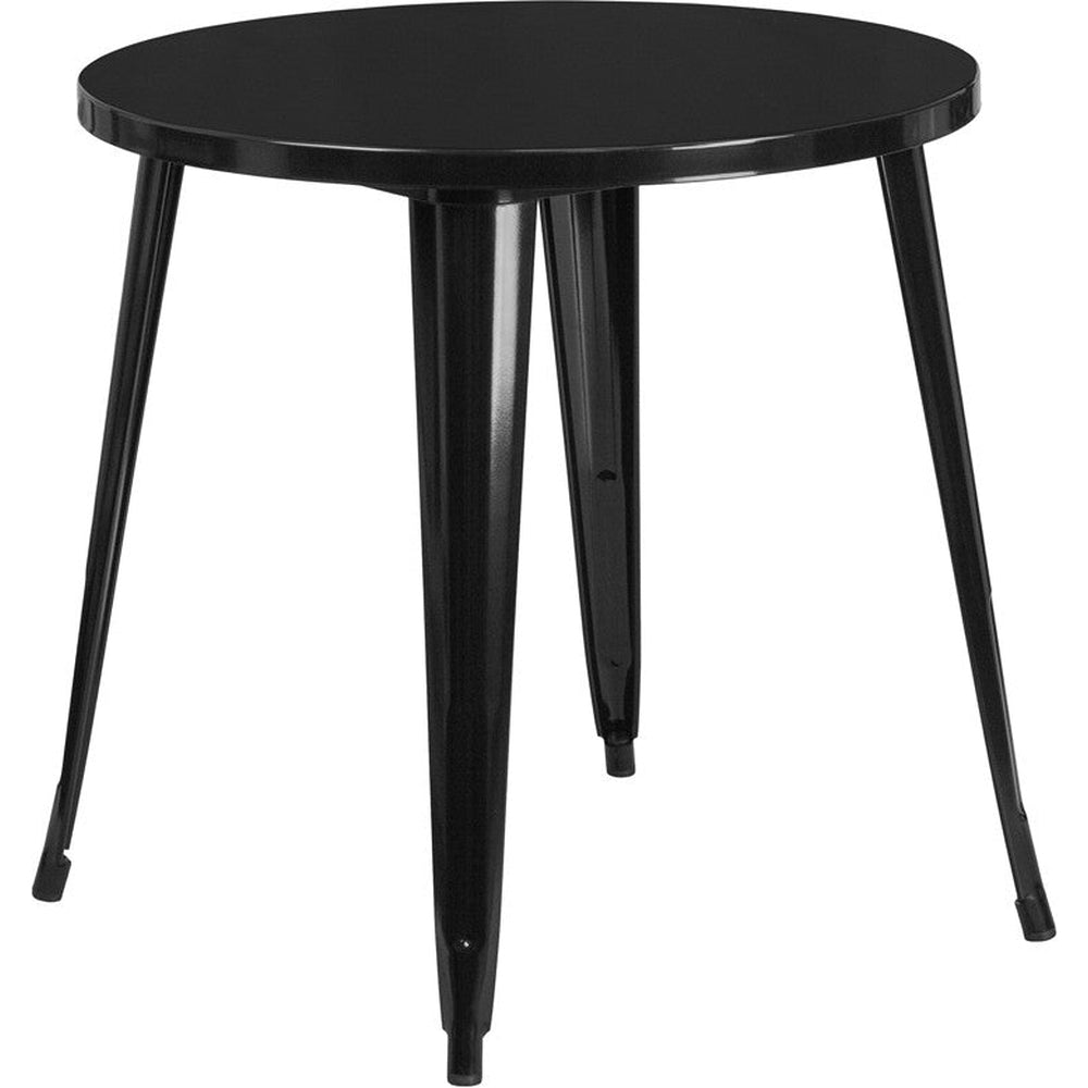 30 round black metal indoor outdoor table