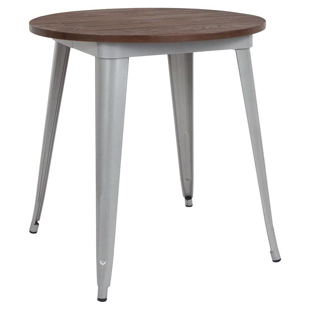 26in Round Wood Top Tolix Indoor Table | Tables - Complete Sets ...