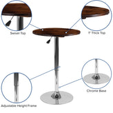 23 5 inch round adjustable height rustic pine wood table adjustable range 26 25 inch 35 5 inch