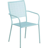 coral indoor outdoor steel patio arm chair with square back