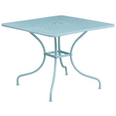 35 5 blue steel patio table