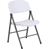 330 lb capacity white plastic folding chair with gray frame