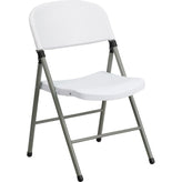 330 lb capacity white plastic folding chair with gray frame