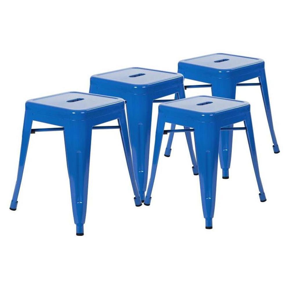 Kai 18in Dining Height Backless Metal Indoor Stackable Stool - Set of 4 ...