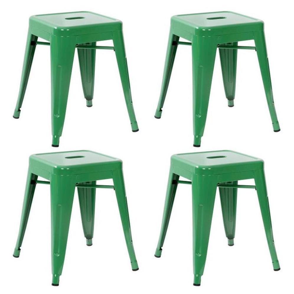 Stackable Stool Set Kai 18in Dining Height Backless Metal Indoor Stackable Stool - Set of 4 ...