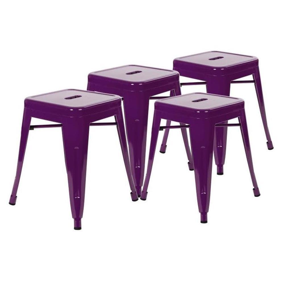 Stackable Stool Et Kai 18in Dining Height Backless Metal Indoor Stackable Stool - Set of 4 ...