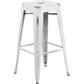 tolix style 30 high backless distressed dream blue metal indoor outdoor barstool
