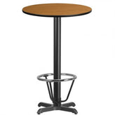 30inch round laminate table top with 22inch x 22inch bar height table base and foot ring
