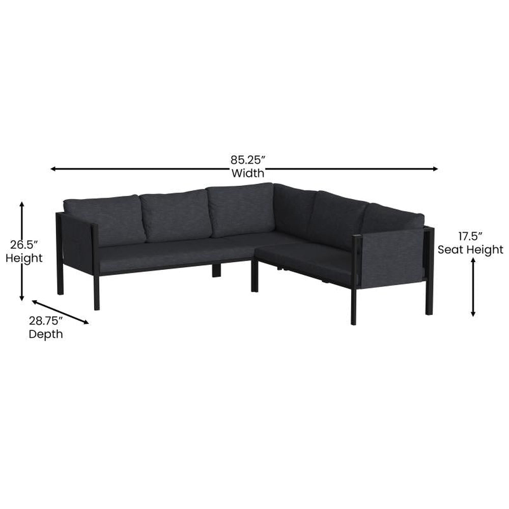Lea Indoor/Outdoor L Shaped Sectional with Cushions