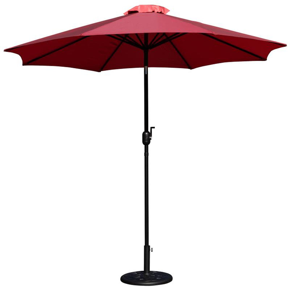 9 FT Round Umbrella with Crank and Tilt Function and Standing Umbrella Base