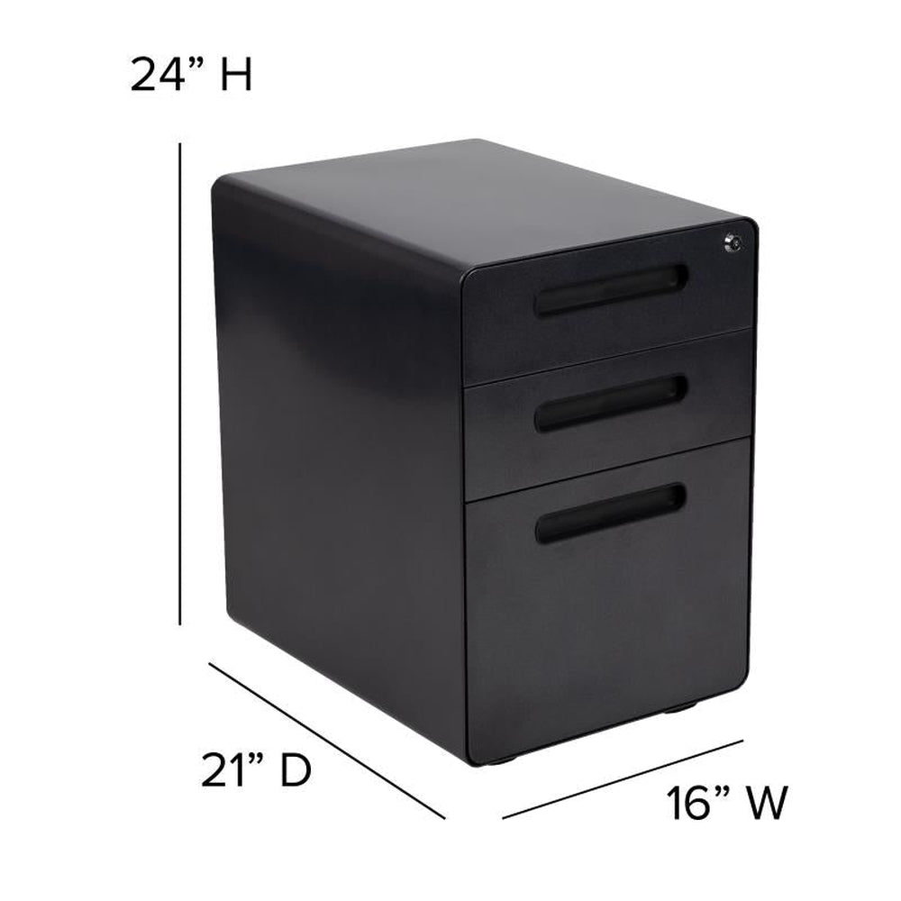 Wren Ergonomic 3-Drawer Mobile Locking Filing Cabinets