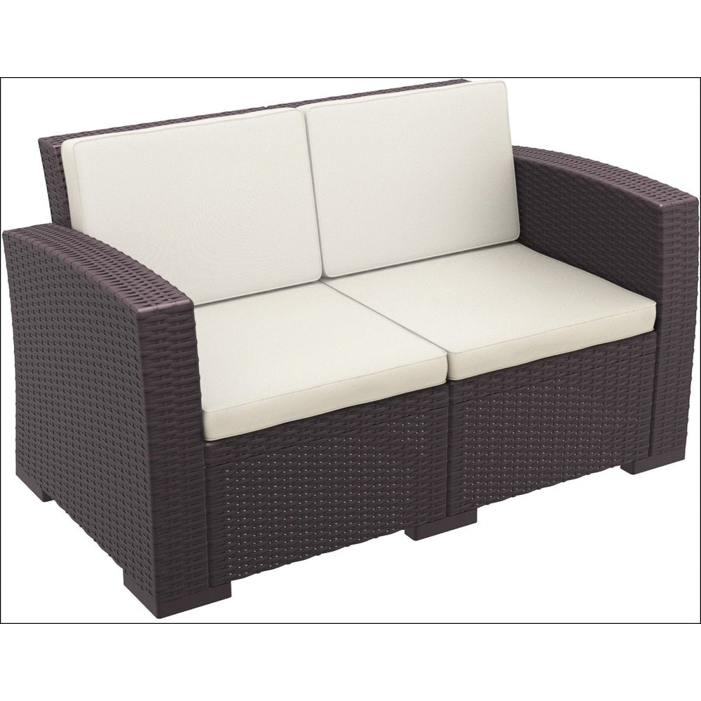 monaco resin patio loveseat white with cushion isp832 wh