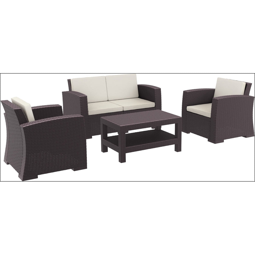 monaco resin patio seating set 4 person 4 piece brown with cushion isp835 br