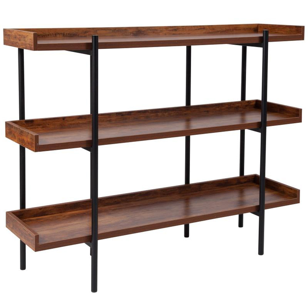 Mayfair 3 Shelf Storage Display Unit Bookcase in Rustic Wood Grain Finish