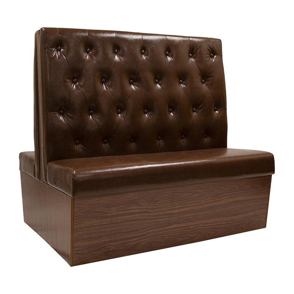 Melamine Booths with Button Tufted Vinyl Back & Plain Seat in Brown