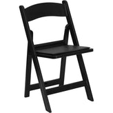 1000 lb capacity black resin folding chair with black vinyl padded seat