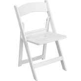 1000 lb capacity white resin folding chair with slatted seat