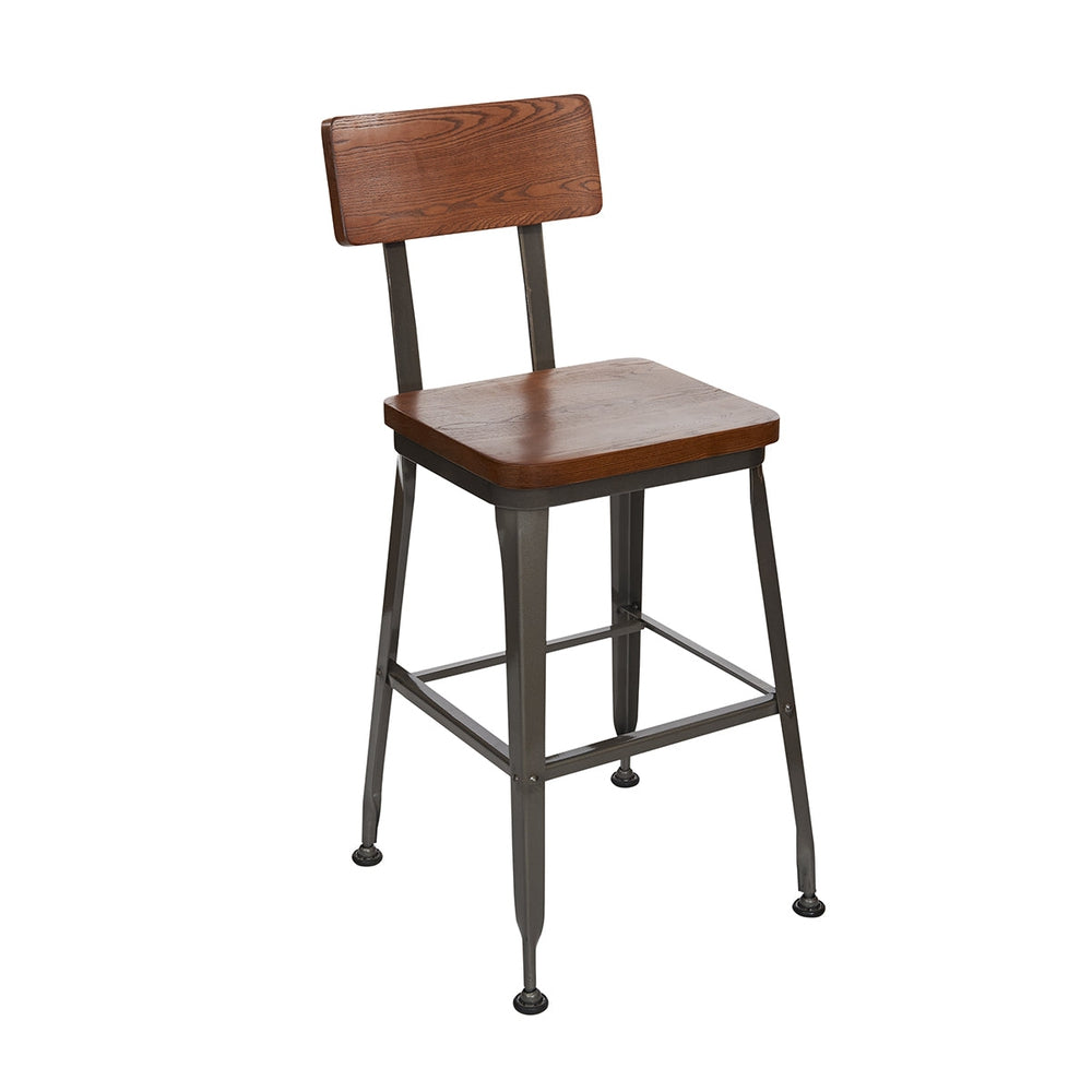 lincoln wood back counter height stool