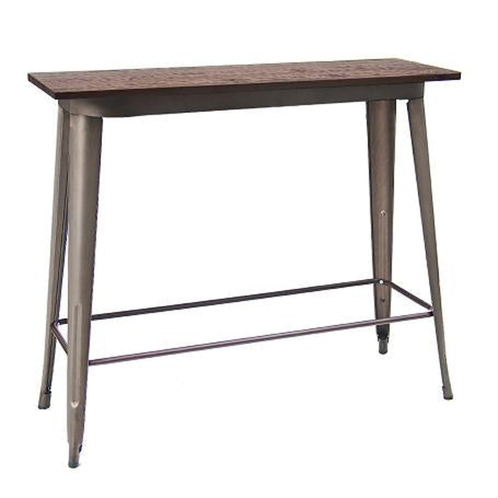 16x48 indoor bar height table walnut color elm wood top