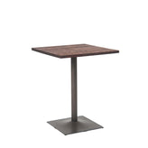 24x24 indoor steel table with elm wood top gunmetal