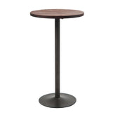 24 round indoor bar height steel table with elm wood top gunmetal