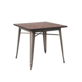 31x31 indoor steel table with elm wood top gunmetal walnut