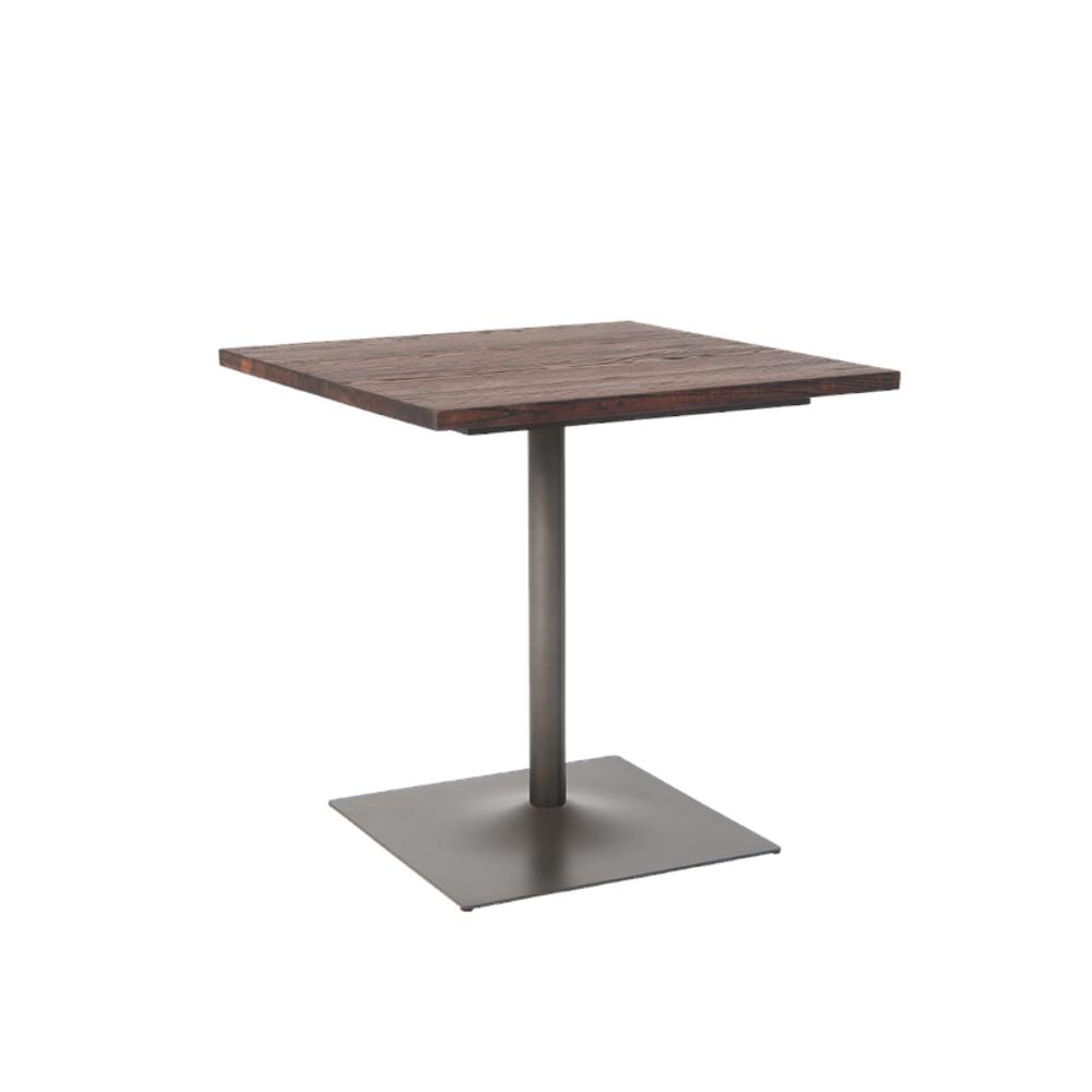 30x30 indoor steel table with elm wood top gunmetal walnut