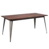 31x63 indoor steel table with elm wood top gunmetal walnut