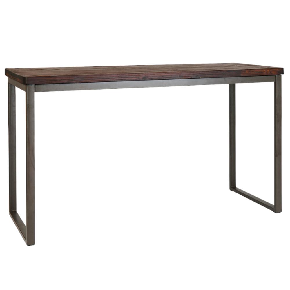 indoor steel bar height table with wood top